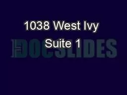 1038 West Ivy Suite 1
