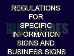 REGULATIONS FOR SPECIFIC INFORMATION SIGNS AND BUSINESS SIGNS