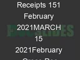 General Fund Receipts 151 February 2021MARCH 15 2021February Gross Rec
