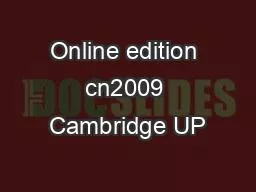 Online edition cn2009 Cambridge UP