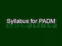 Syllabus for PADM