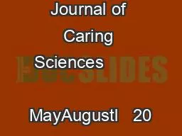 International Journal of Caring Sciences              MayAugustl   20
