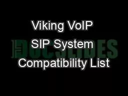 Viking VoIP SIP System Compatibility List