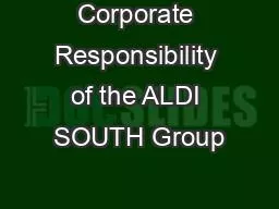 Corporate Responsibility of the ALDI SOUTH Group