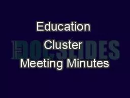 PDF-Education Cluster Meeting Minutes