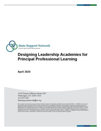 Designing Leadership Academies for Principal Professional LearningApri