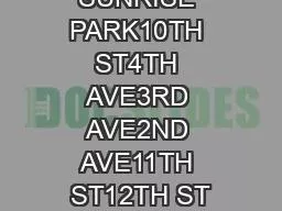 SUNRISE PARK10TH ST4TH AVE3RD AVE2ND AVE11TH ST12TH ST