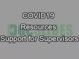 COVID19 Resources Support for Supervisors