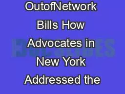 Surprise OutofNetwork Bills How Advocates in New York Addressed the