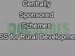 Centrally Sponsored Schemes CSS for Rural Development