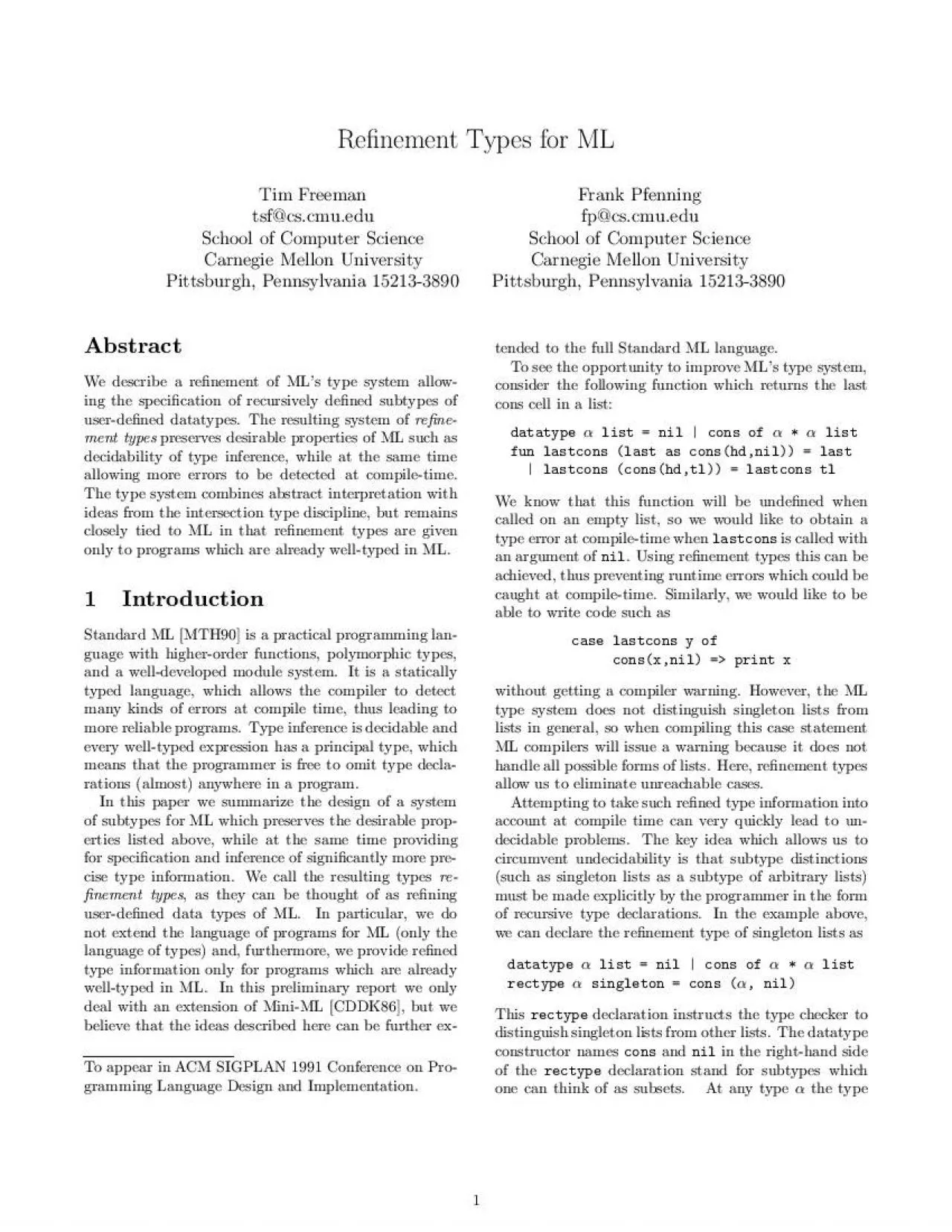 PDF-Re12nementTypesforMLTimFreemantsfcscmueduSchoolofComputerScienceCarneg