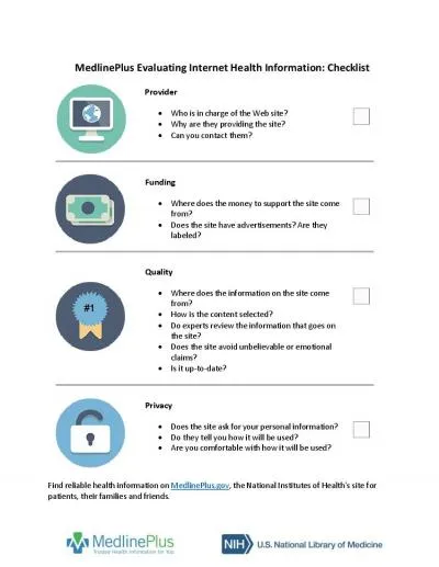 Checklist Evaluating Internet Health Information