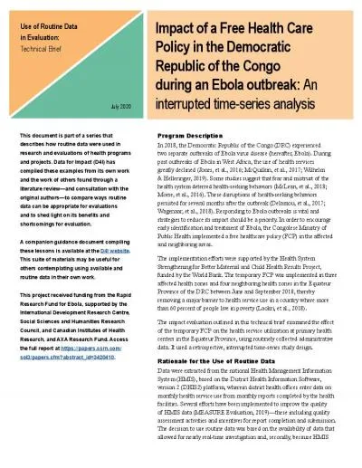 Program Description In 2018 the Democratic Republic of the Congo DRC e