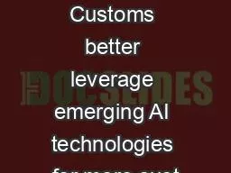 How can Customs better leverage emerging AI technologies for more sust
