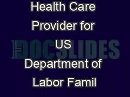 Certification of Health Care Provider for US Department of Labor Famil