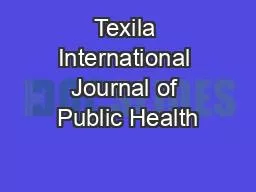 Texila International Journal of Public Health