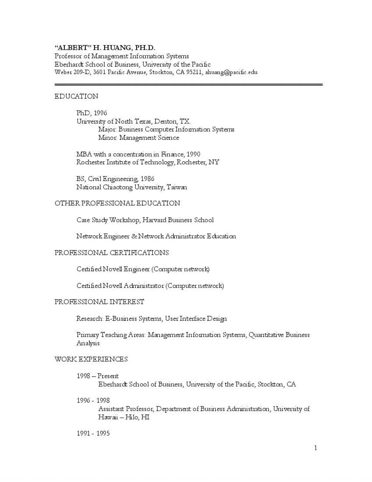 PDF-Professor of Management Information Systems Weber 209D 3601 Pacific A