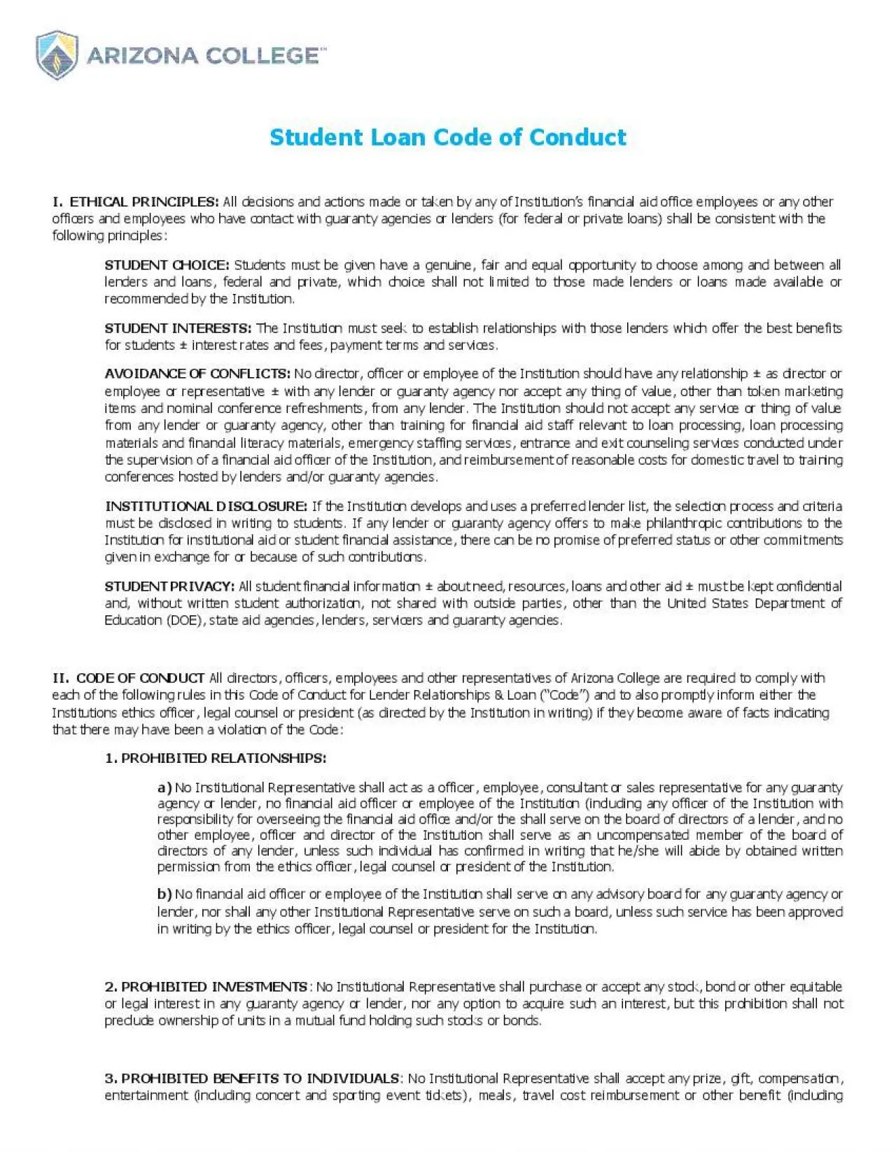 PDF-Student Loan Code of Conduct