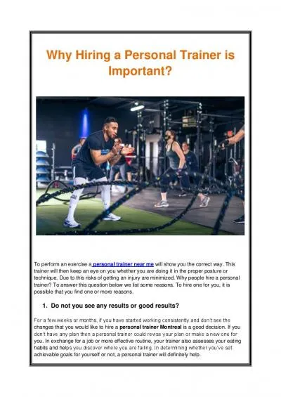 Why Hiring a Personal Trainer is Important?