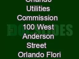 Orlando Utilities Commission  100 West Anderson Street   Orlando Flori