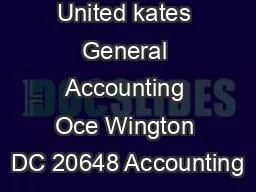 United kates General Accounting Oce Wington DC 20648 Accounting