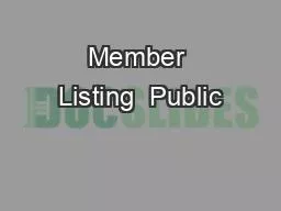Member Listing  Public