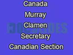 international Canada Murray Clamen Secretary Canadian Section