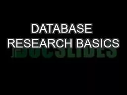 DATABASE RESEARCH BASICS