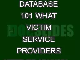 COMPARABLE DATABASE 101 WHAT VICTIM SERVICE PROVIDERS NEED TO KNOWKey