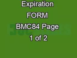 Expiration FORM BMC84 Page 1 of 2