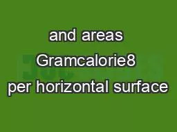 and areas Gramcalorie8 per horizontal surface