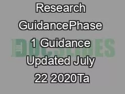 JHU Return to Research GuidancePhase 1 Guidance Updated July 22 2020Ta