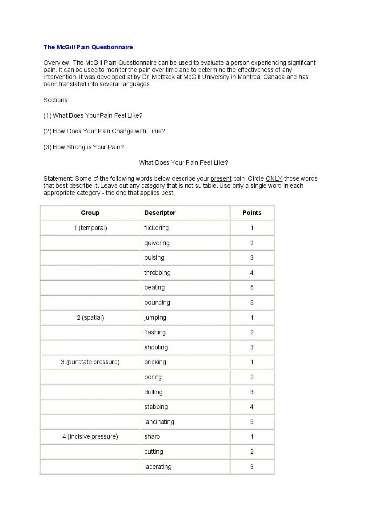 PDF-The McGill Pain Questionnaire