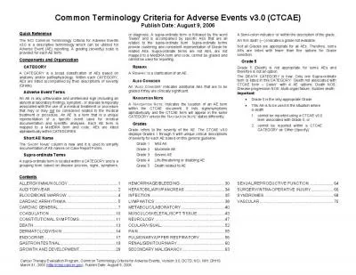 Cancer Therapy Evaluation Program Common Terminology Criteria for Adve