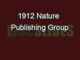 1912 Nature Publishing Group