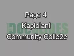 Page 4 Kapiolani Community Colle2e