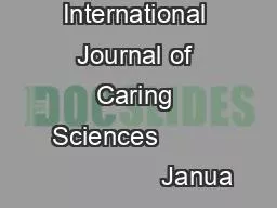 International Journal of Caring Sciences                         Janua