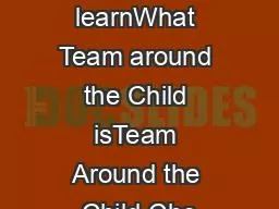 What youll learnWhat Team around the Child isTeam Around the Child Che