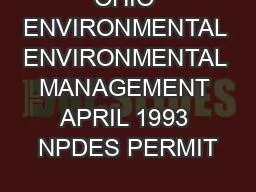 OHIO ENVIRONMENTAL ENVIRONMENTAL MANAGEMENT APRIL 1993 NPDES PERMIT