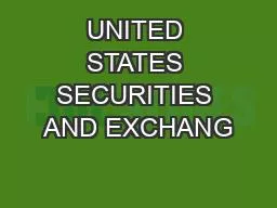 UNITED STATES SECURITIES AND EXCHANG