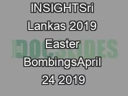 CRS INSIGHTSri Lankas 2019 Easter BombingsApril 24 2019