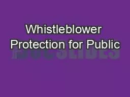 Whistleblower Protection for Public