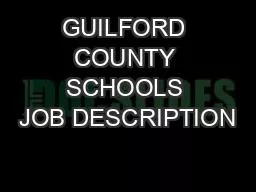 GUILFORD COUNTY SCHOOLS JOB DESCRIPTION