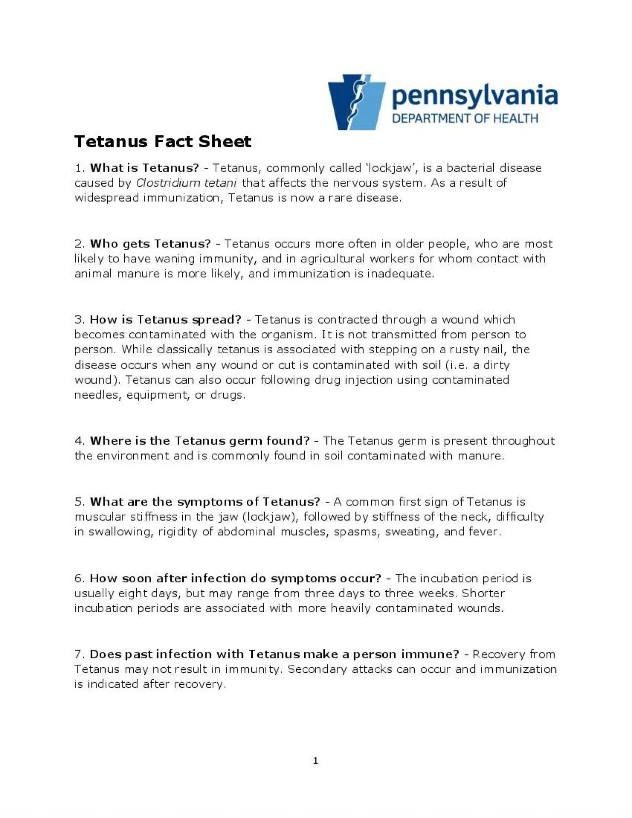 PDF-Tetanus Fact Sheet