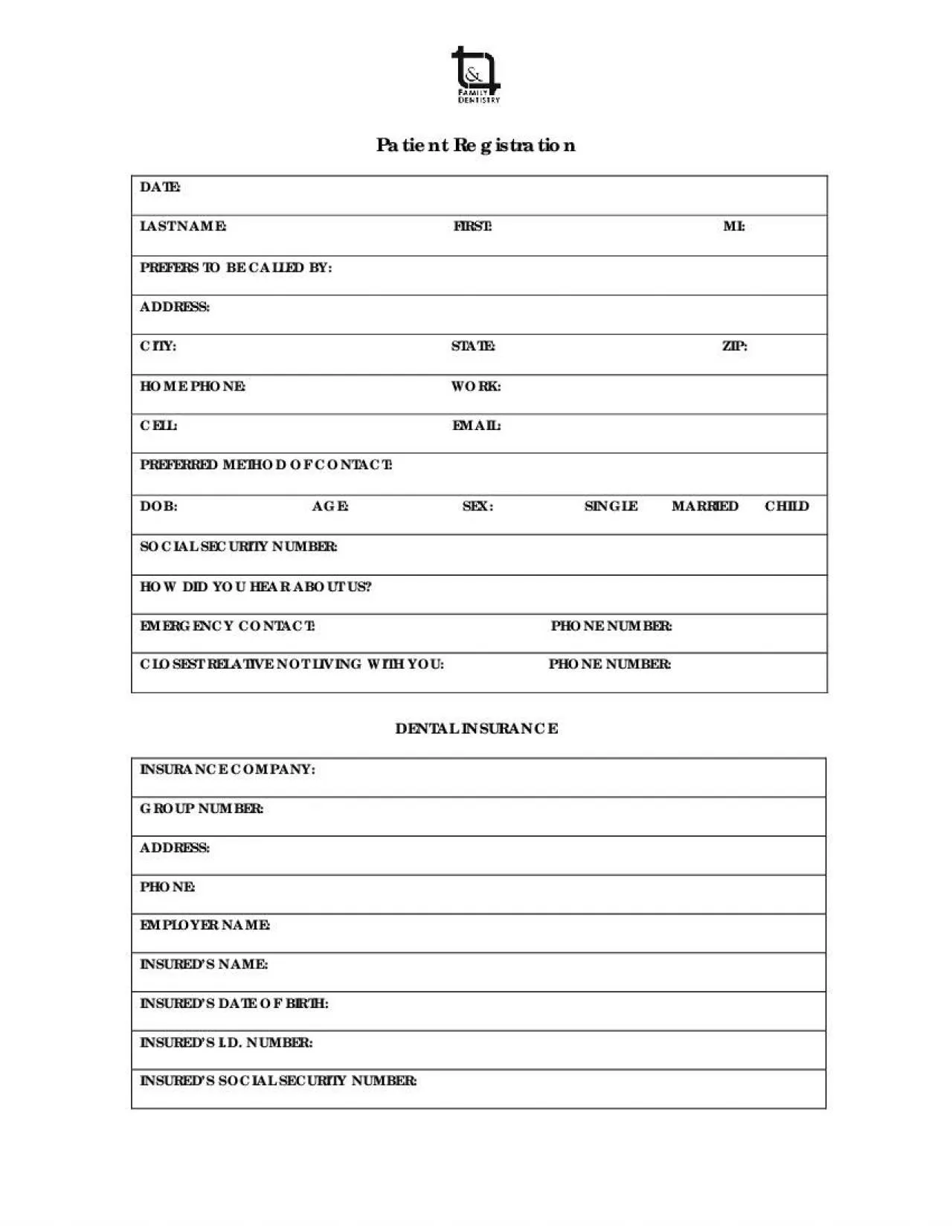 PDF-Child HealthDental History Form