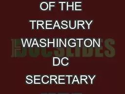 DEPARTMENT OF THE TREASURY WASHINGTON DC SECRETARY OF THE TREASURY Sep