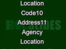 8 Agency Location Code10 Address11 Agency Location Code13 AddressDepar