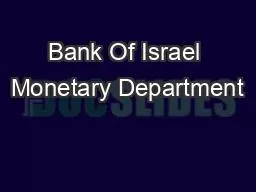 Bank Of Israel Monetary Department