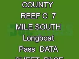 MANATEE COUNTY  REEF C  7 MILE SOUTH Longboat Pass  DATA SHEET  PAGE