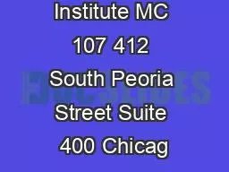 Great Cities Institute MC 107 412 South Peoria Street Suite 400 Chicag